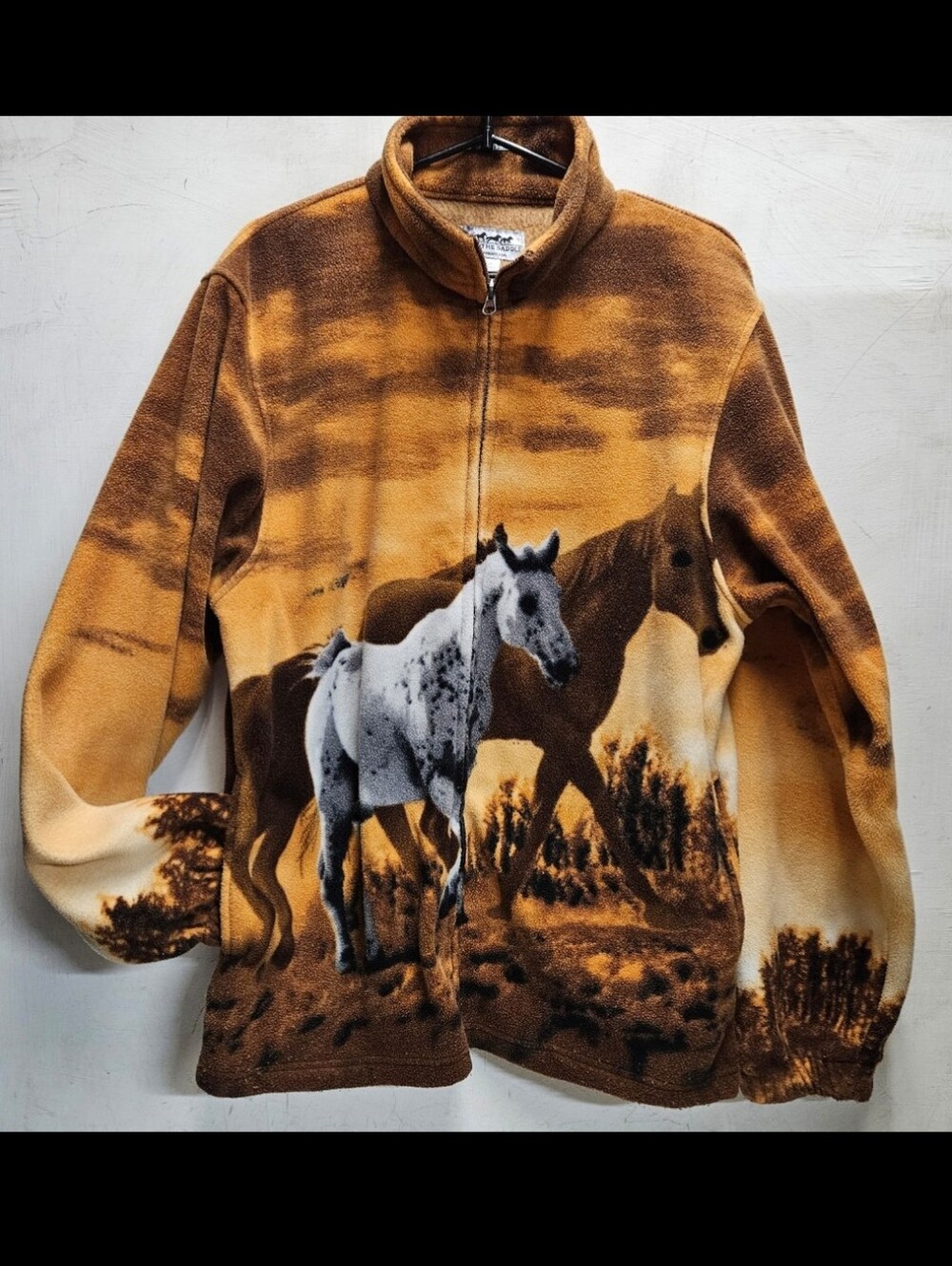 BACK IN THE SADDLE vintage full zip western horse fleece jacket Medium unisex